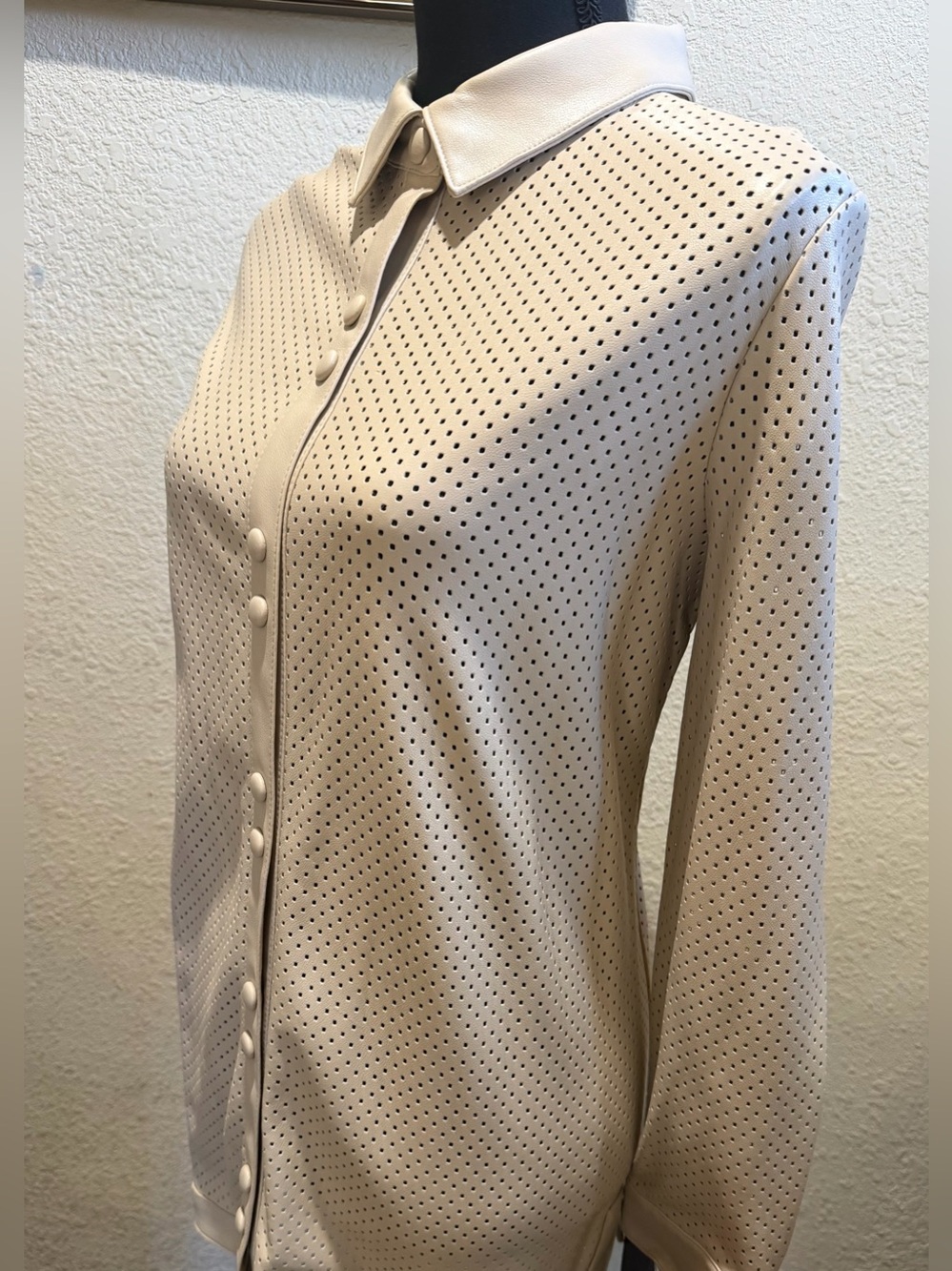NWT Marc New York Perforated Button covered Polo Top - Beige